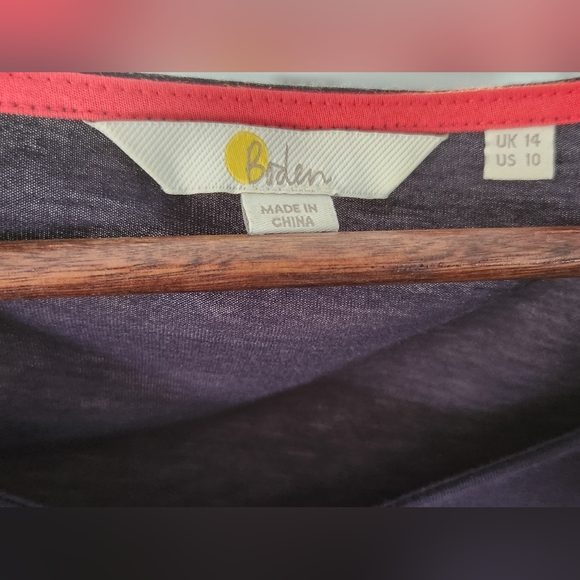 Boden Women's Top Long-Sleeved Dark Blue Jersey Knit 3/4 Bell Sleeve US 10 Boho - Picture 4 of 7